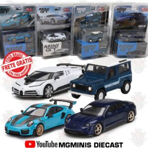 Kit 4x Mini GT (Porsche GT3 + TayCan + Bugatti + Defender) + Frete Gratis
