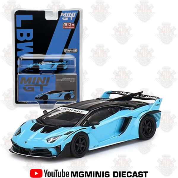 Mini GT Lamborghini LB-Silhouette WORKS Aventador GT EVO 1/64 Azzurro Baby Blue MGT00494