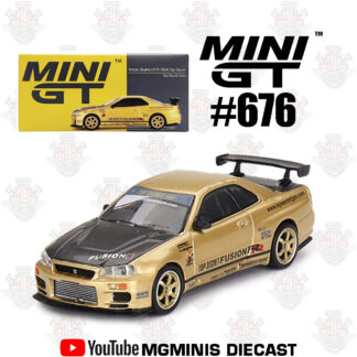 Mini GT Nissan GT-R R34 Top Secret Gold #676