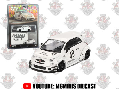 Mini GT LB-Works Abas Works Abarth 595 Gara White #809