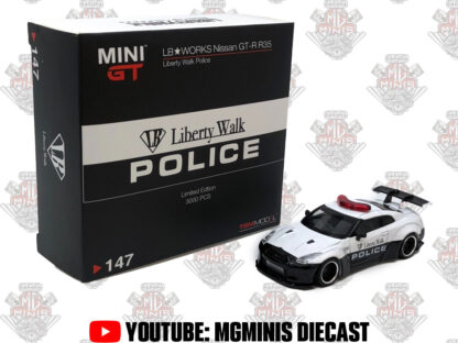MINI GT Nissan GT-R R35 Type 1 Rear Wing V1 LBWK Polícia #147